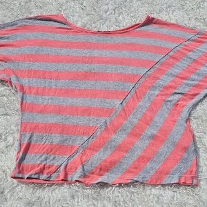 Striped Pink and Gray Women's Top